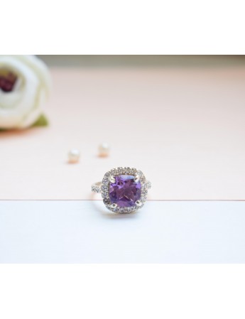 Amethyst Cushion Ring