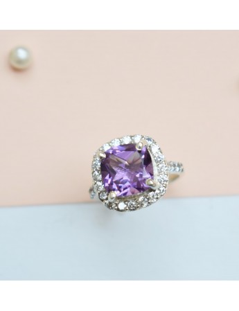 Amethyst Cushion Ring