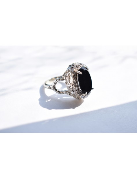 Black Onyx Dragon Silver Ring