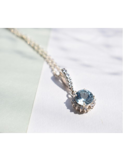 Sky Blue Topaz Flower Pendant