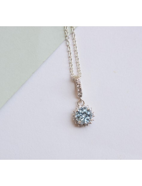 Sky Blue Topaz Flower Pendant