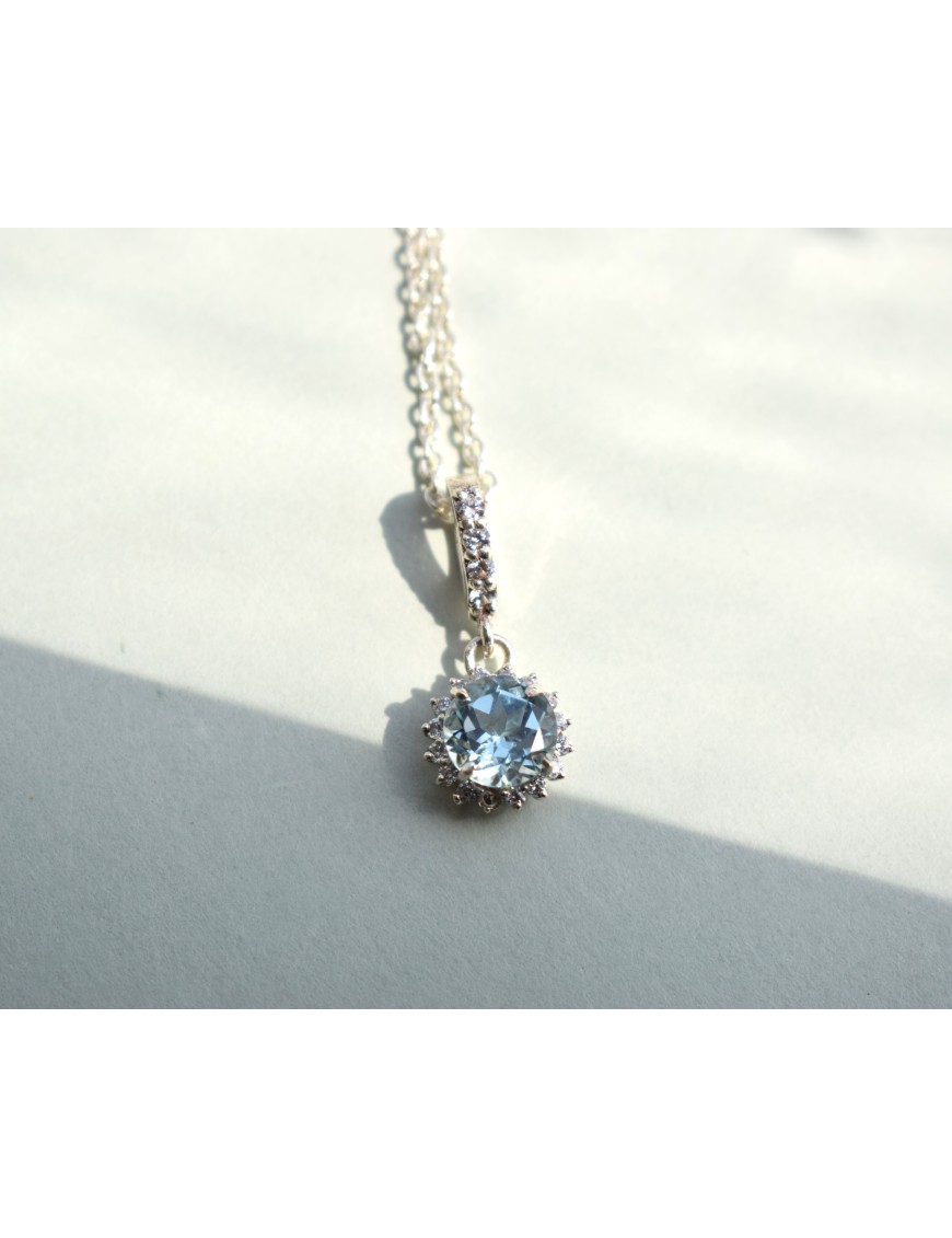 Sky Blue Topaz Flower Pendant