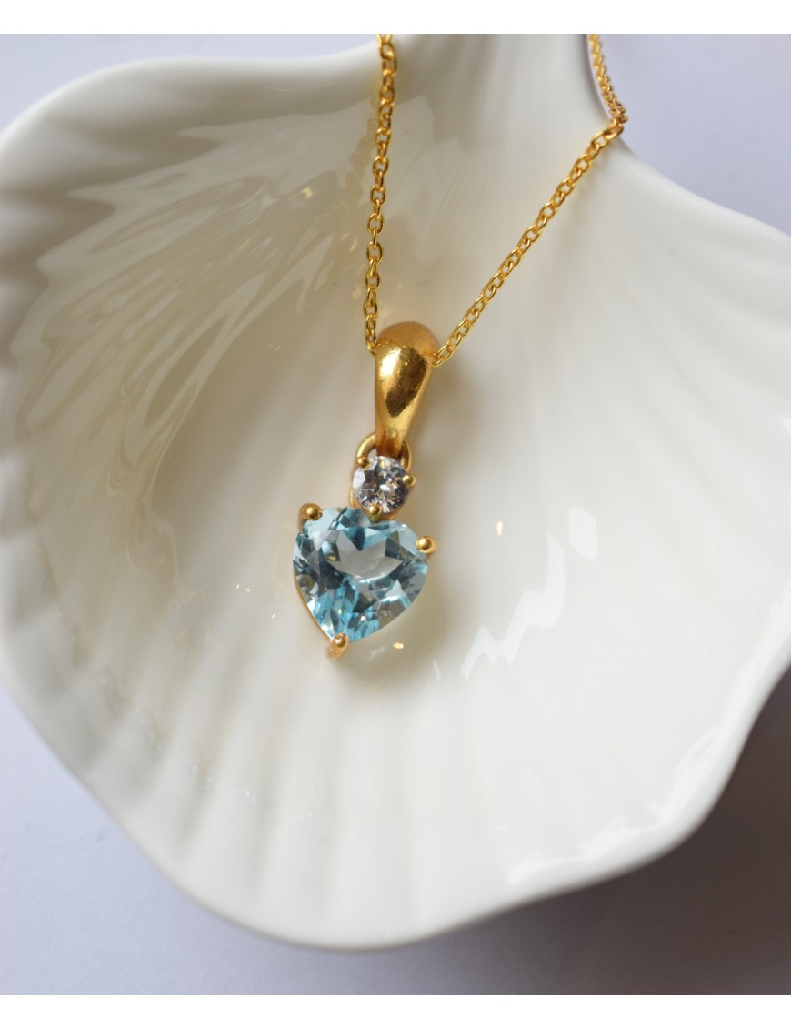 Blue Topaz Heart Pendant