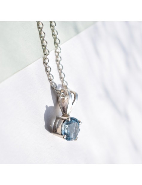 Blue Topaz Round Pendant