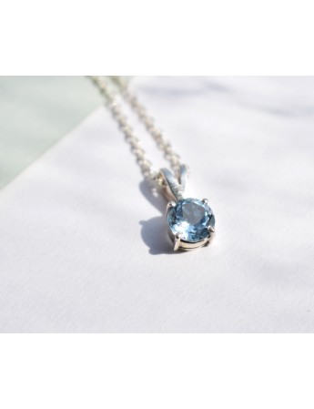 Blue Topaz Round Pendant