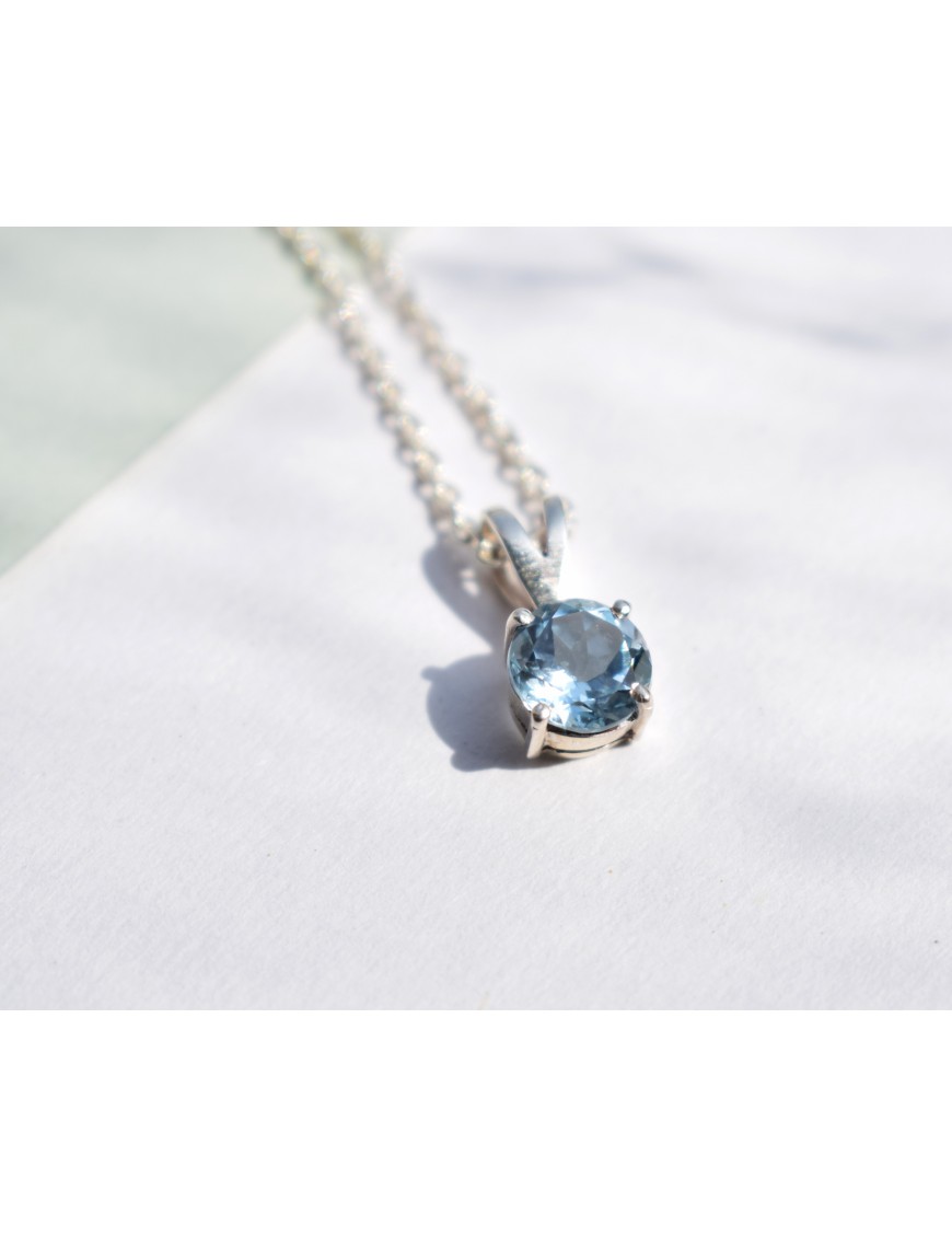 Blue Topaz Round Pendant