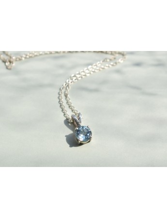 Blue Topaz Round Pendant