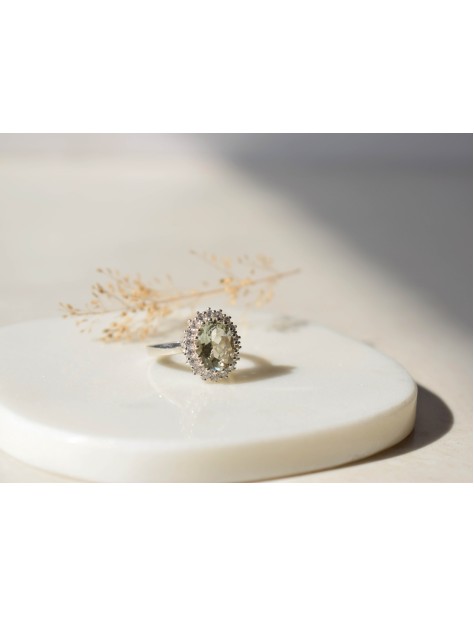 GREEN AMETHYST FLOWER FANCY RING