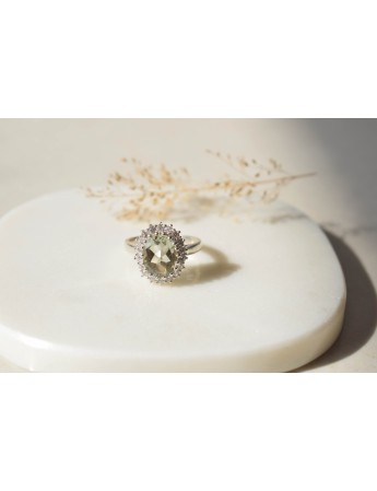 GREEN AMETHYST FLOWER FANCY RING