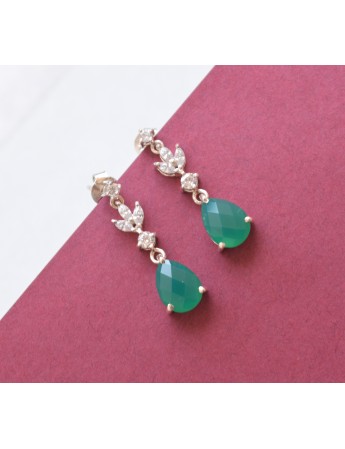 Green Onyx Fancy Silver Earrings