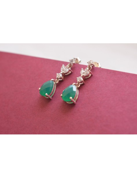 Green Onyx Fancy Silver Earrings