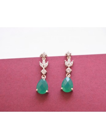 Green Onyx Fancy Silver Earrings