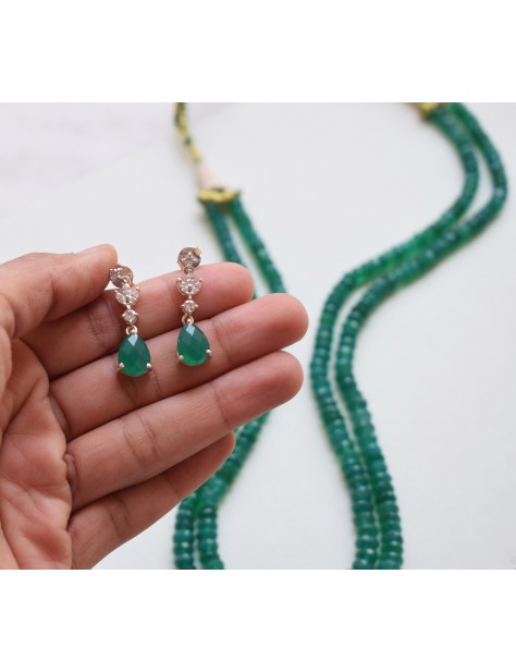 Green Onyx Necklace Earrings Set