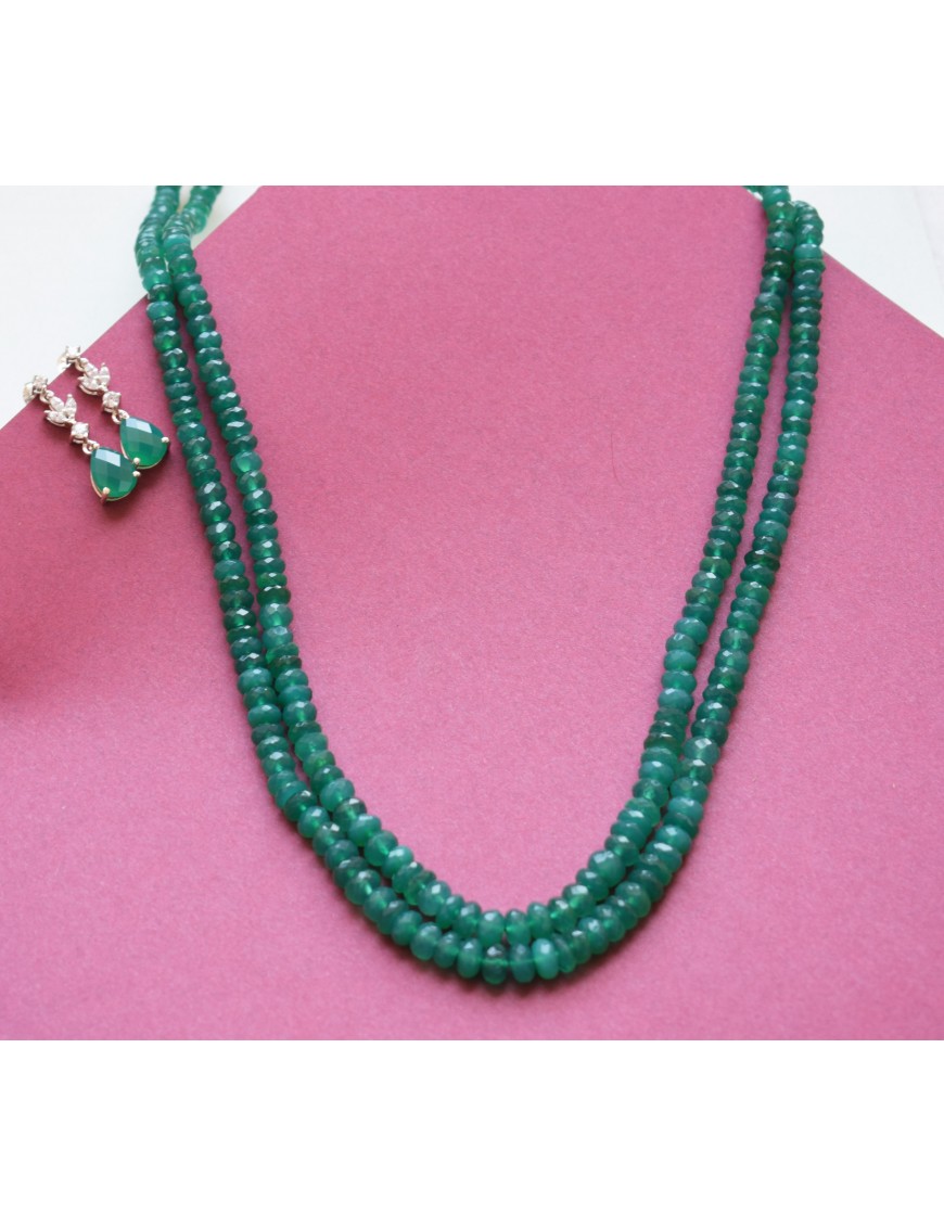 Green Onyx Necklace Earrings Set