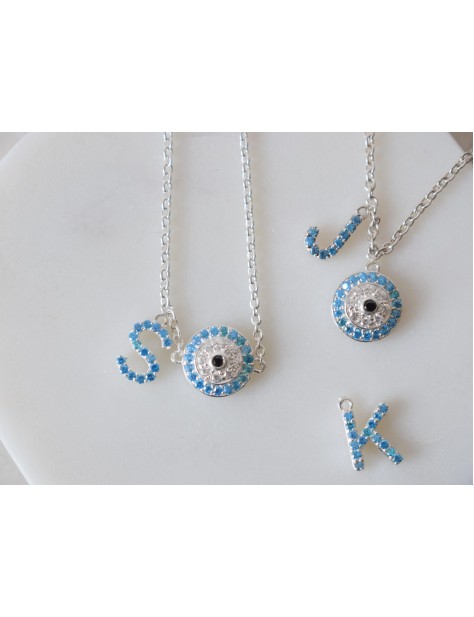 Initial Evil Eye Silver Pendant