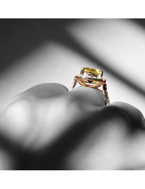 Lemon Quartz Cushion Ring