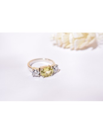 Lemon Quartz Oval Silver Ring