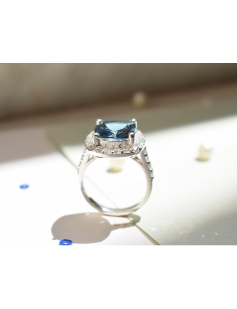 London Blue Topaz Cushion Ring