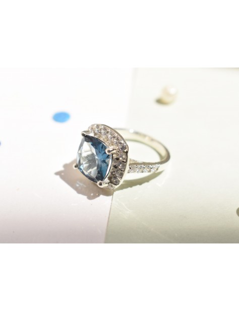 London Blue Topaz Cushion Ring