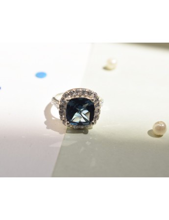 London Blue Topaz Cushion Ring