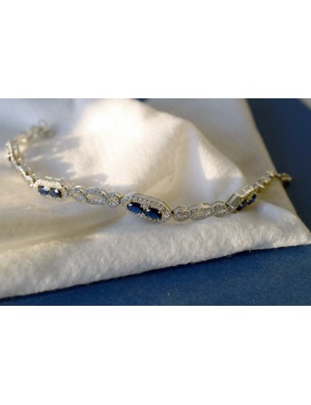 Nano Blue Sapphire Fancy Silver Bracelet