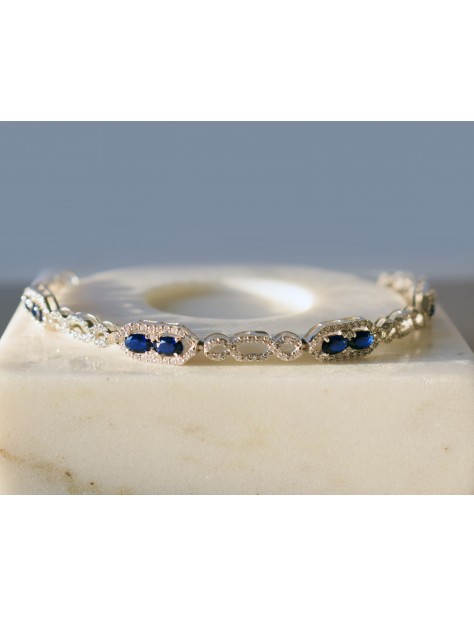 Nano Blue Sapphire Fancy Silver Bracelet