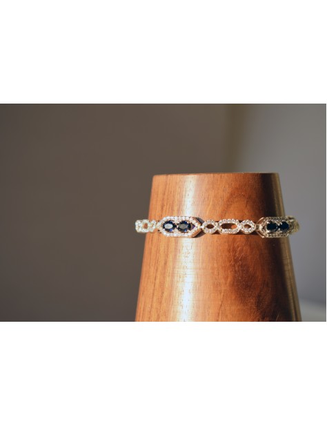 Nano Blue Sapphire Fancy Silver Bracelet