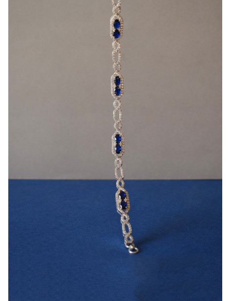 Nano Blue Sapphire Fancy Silver Bracelet