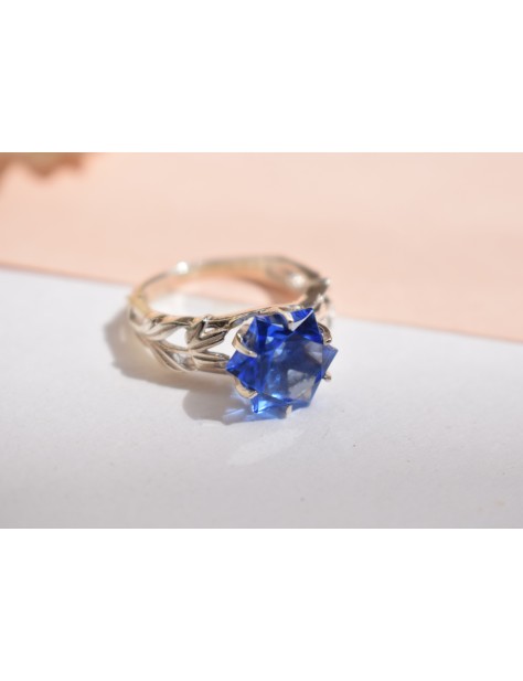 Nano Blue Sapphire Fancy Silver Ring