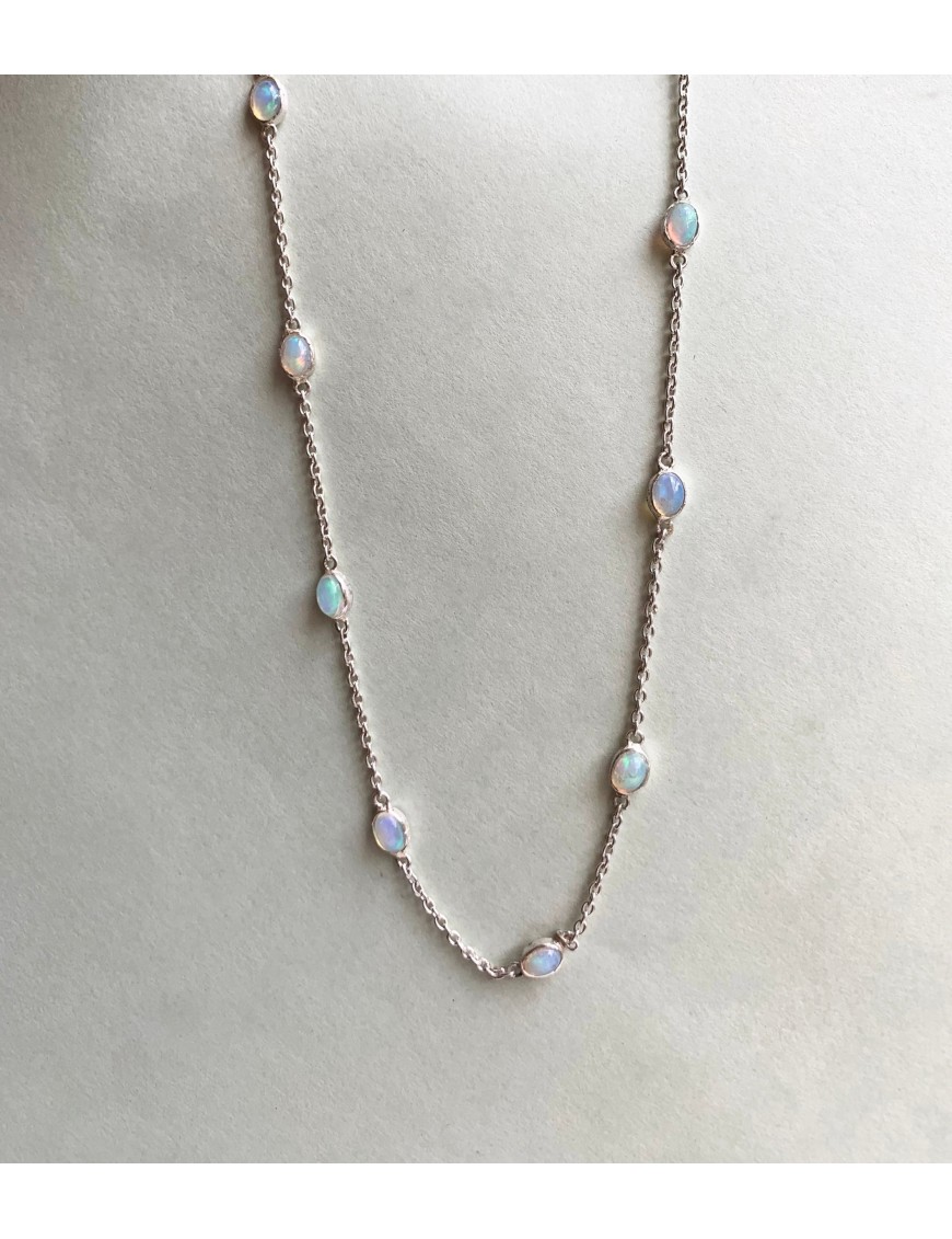 Opal Oval Silver Necklace