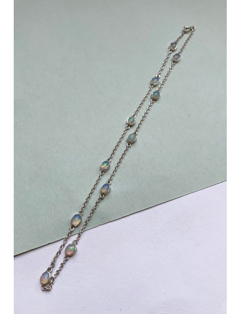 Opal Oval Silver Necklace