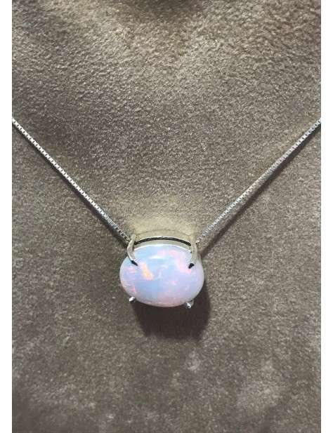 Opal Oval Silver Pendant