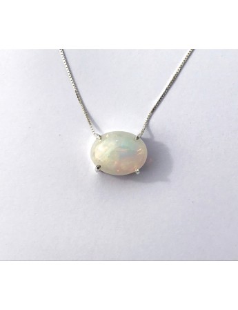 Opal Oval Silver Pendant