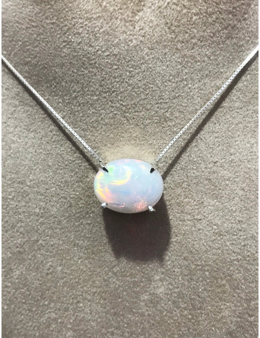 Opal Oval Silver Pendant