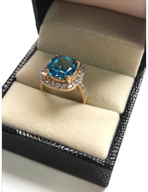 Swiss Blue topaz Cushion Ring