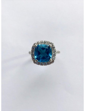 Swiss Blue topaz Cushion Ring