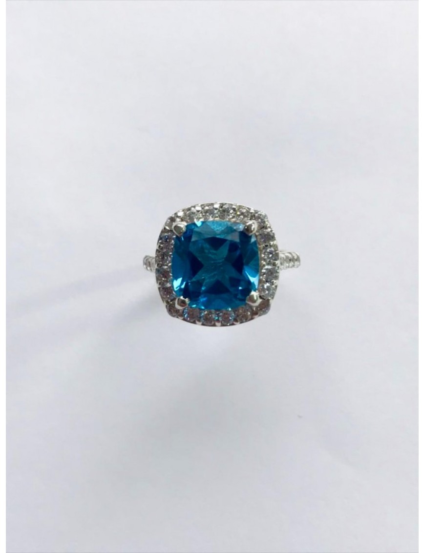 Swiss Blue topaz Cushion Ring