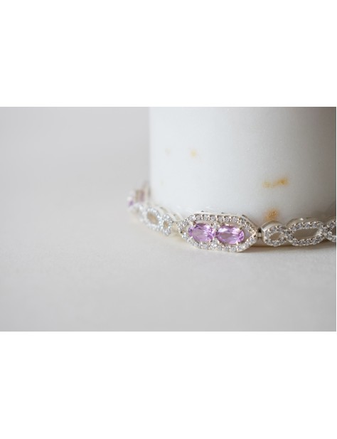 Synthetic Pink Kunzite Fancy Silver Bracelet