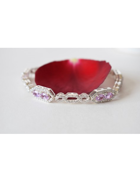 Synthetic Pink Kunzite Fancy Silver Bracelet