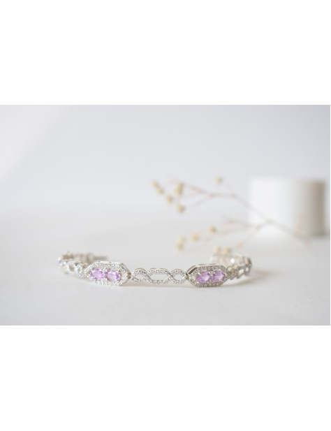 Synthetic Pink Kunzite Fancy Silver Bracelet