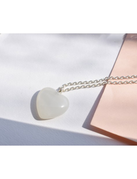 White Moonstone Heart Pendant